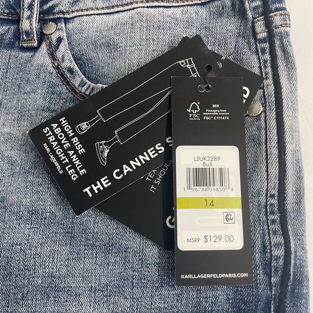 Karl Lagerfeld Paris Women’s The Cannes  Straight Leg Jeans Size 14 - Picture 7 of 16